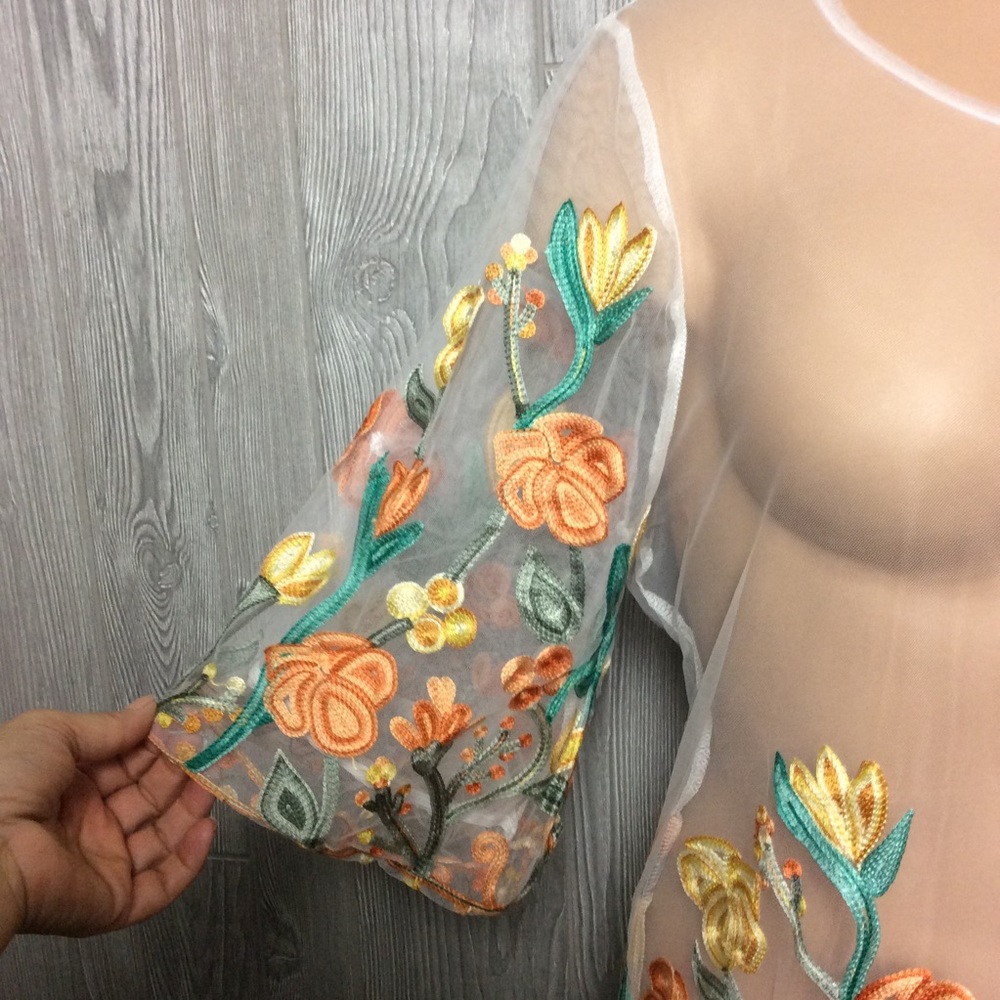 NWT Unique Spectrum Floral Sheer Top PLUS SIZE 1X - Picture 3 of 4